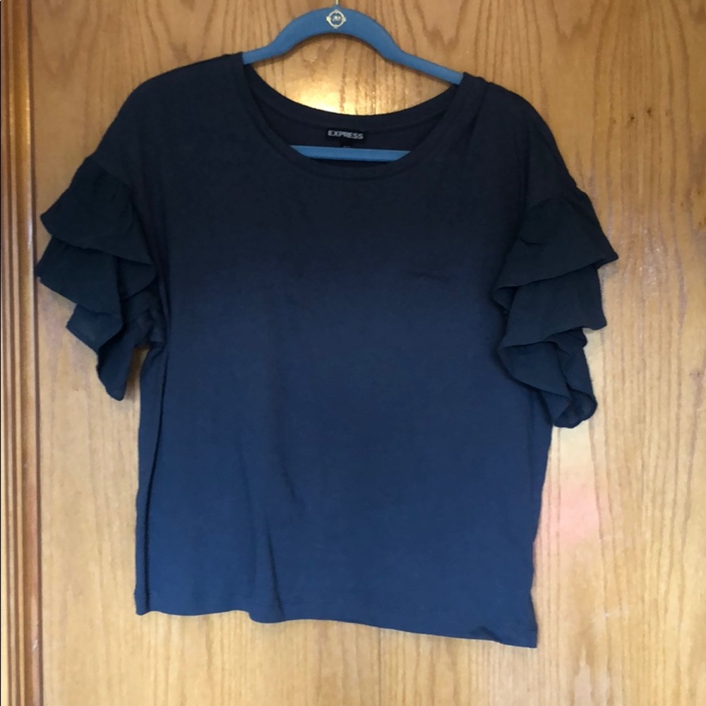NWOT Express grey tee. Cute sleeve detail!